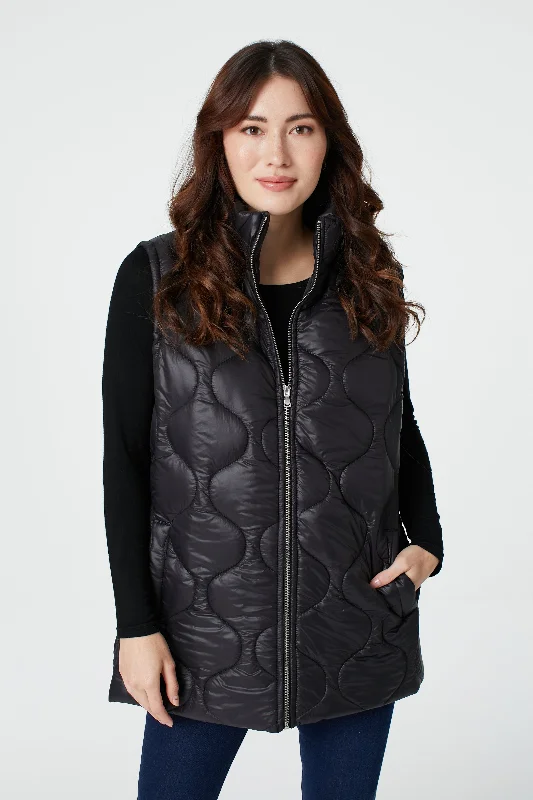 Women's long - sleeve wool coats in a houndstooth pattern for a classic charmQuilted Sleeveless Gilet Vest Women's long - sleeve wool coats in a houndstooth pattern for a classic charmQuilted Sleeveless Gilet Vest
