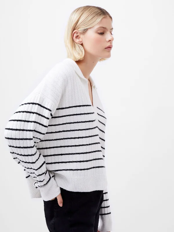v neck women cardigan to elongate the necklineVhari Recycled Collar Stripe Jumper
