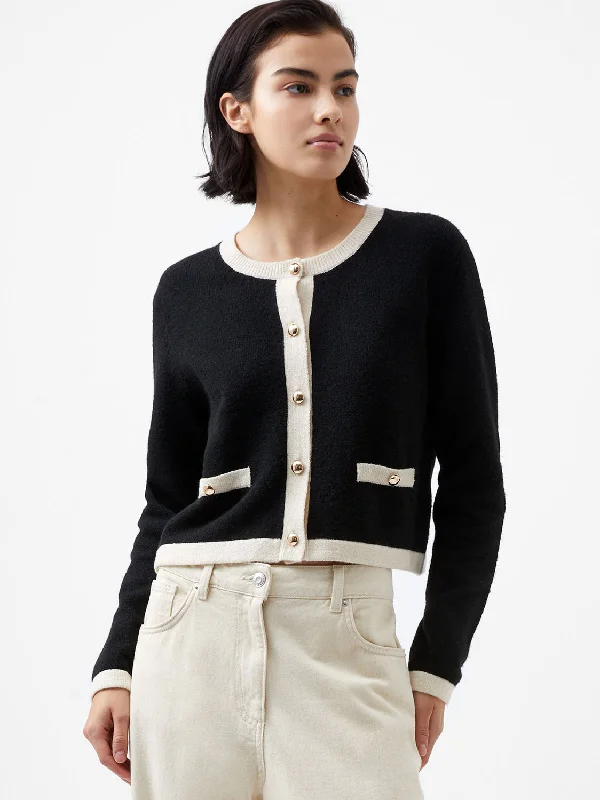 boyfriend style women cardigan for a relaxed fitVhari Recycled Contrast Cardigan