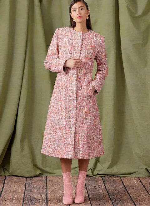 Belted women's cashmere coats in soft pastels for a luxurious feelVogue Coat V1926