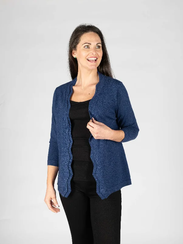 floral print women cardigan for a feminine touchWavy Edge to edge Cardigan