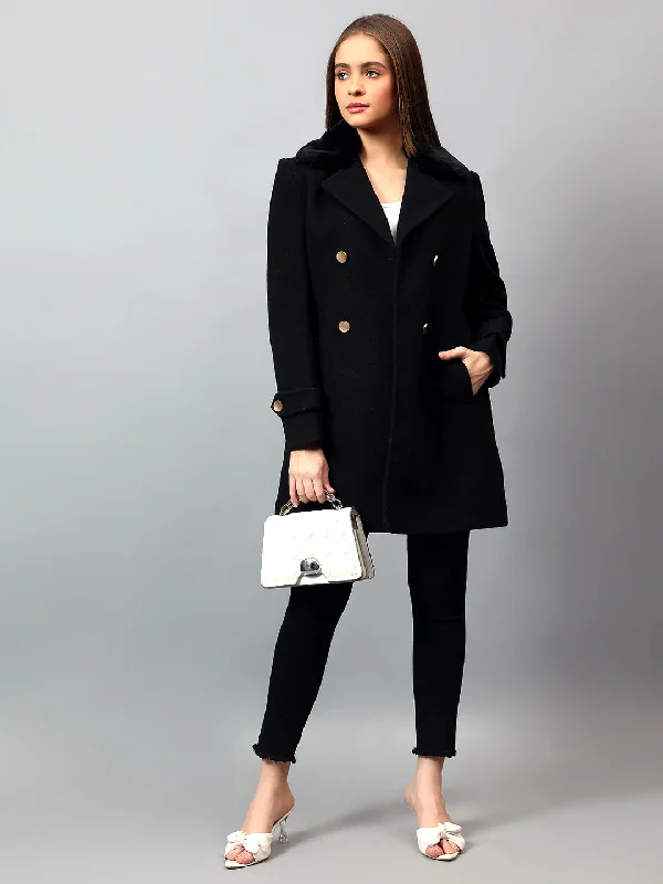 Quilted down women's coats with removable hoods for outdoor activitiesWomen's Black Solid Full Sleeves Winter Long Coat Quilted down women's coats with removable hoods for outdoor activitiesWomen's Black Solid Full Sleeves Winter Long Coat