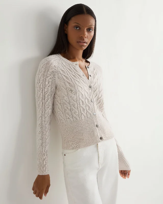machine washable women cardigan for easy careWomen's Myla Cable Cashmere Cardigan Frost White machine washable women cardigan for easy careWomen's Myla Cable Cashmere Cardigan Frost White
