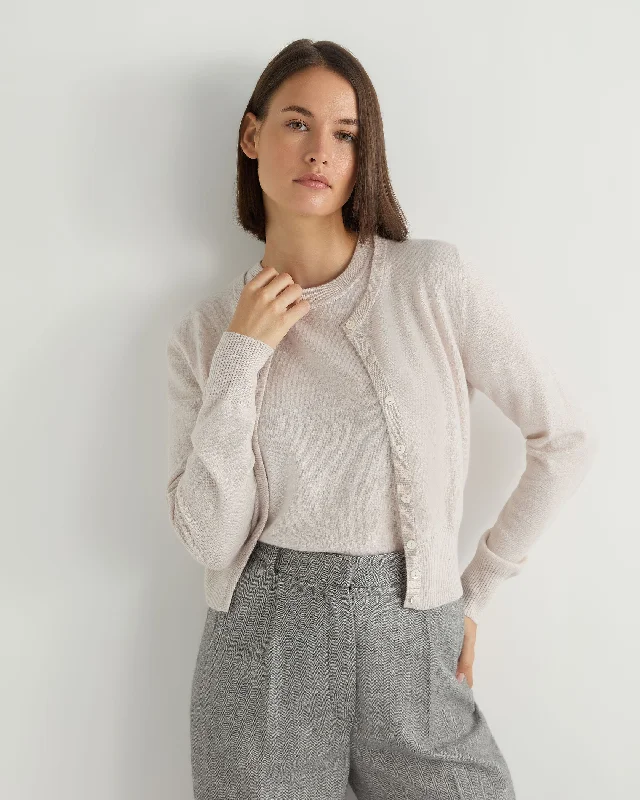 ribbed women cardigan with a classic textureWomen's Ivy Cropped Cashmere Cardigan Frost White ribbed women cardigan with a classic textureWomen's Ivy Cropped Cashmere Cardigan Frost White