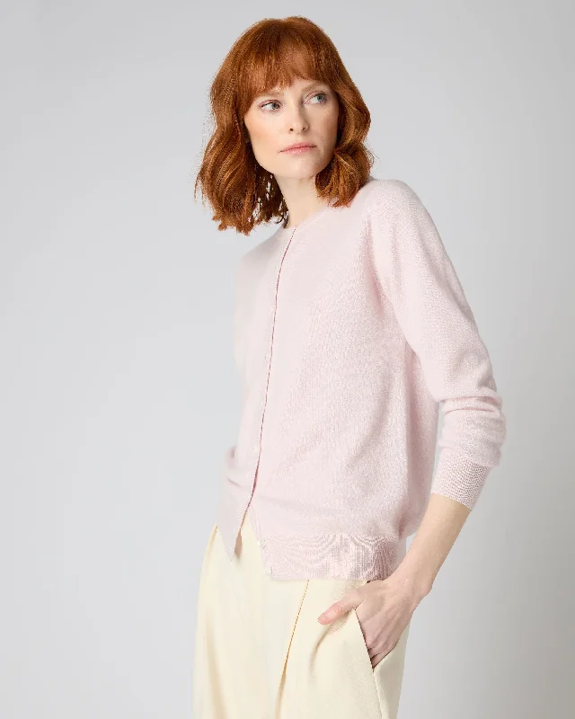 color block women cardigan with bold huesWomen's Olivia Round Neck Cashmere Cardigan Quartz Pink color block women cardigan with bold huesWomen's Olivia Round Neck Cashmere Cardigan Quartz Pink