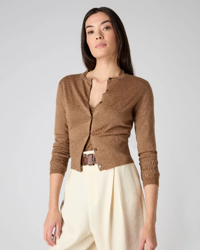 cashmere blend women cardigan for a luxurious feelWomen's Darcie Superfine Cashmere Cropped Cardigan Dark Camel Brown cashmere blend women cardigan for a luxurious feelWomen's Darcie Superfine Cashmere Cropped Cardigan Dark Camel Brown