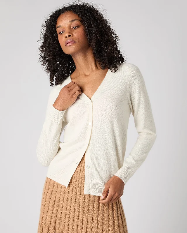 lightweight women cardigan for spring and fallWomen's Lara V Neck Cashmere Cardigan New Ivory White lightweight women cardigan for spring and fallWomen's Lara V Neck Cashmere Cardigan New Ivory White