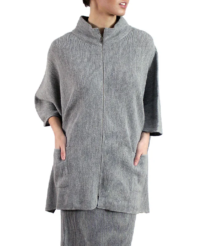 plus size women cardigan for comfortable layeringZip Up Alpaca Ruana Poncho in Discontinued Colors plus size women cardigan for comfortable layeringZip Up Alpaca Ruana Poncho in Discontinued Colors