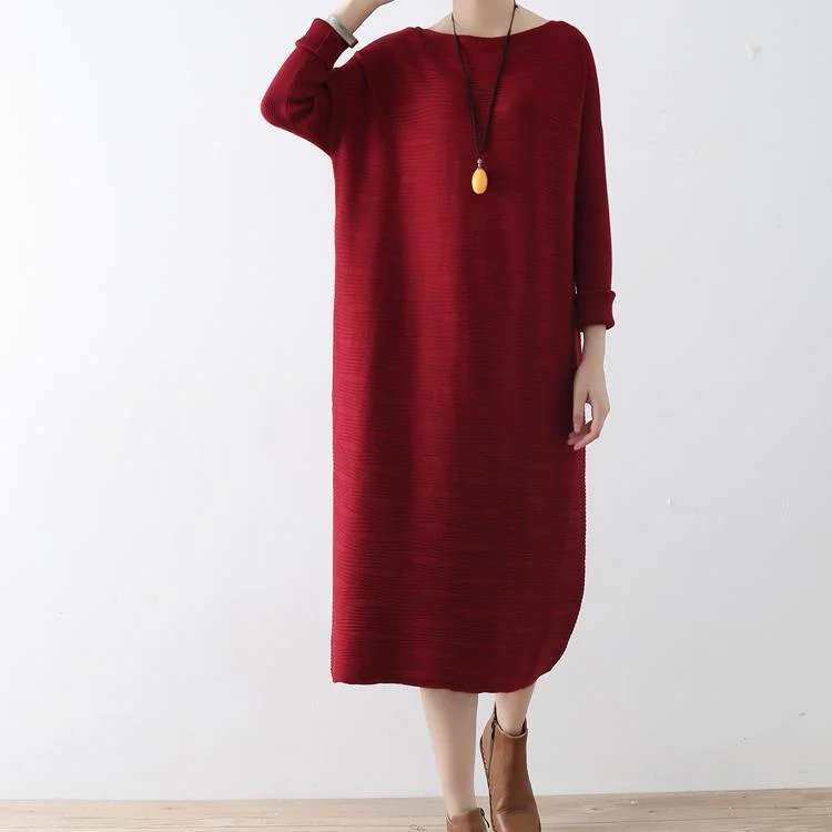 Plus Size Women's Ruffled Hem Sweaters in Floral Prints2017 autumn new red jacquard knit dresses loose casual sweater maxi dress Plus Size Women's Ruffled Hem Sweaters in Floral Prints2017 autumn new red jacquard knit dresses loose casual sweater maxi dress
