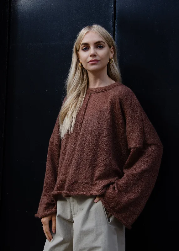 Plus Size Women's Embroidered Sweaters in Ethnic StylesAlex Crop Sweater | Burnt Toffee Plus Size Women's Embroidered Sweaters in Ethnic StylesAlex Crop Sweater | Burnt Toffee