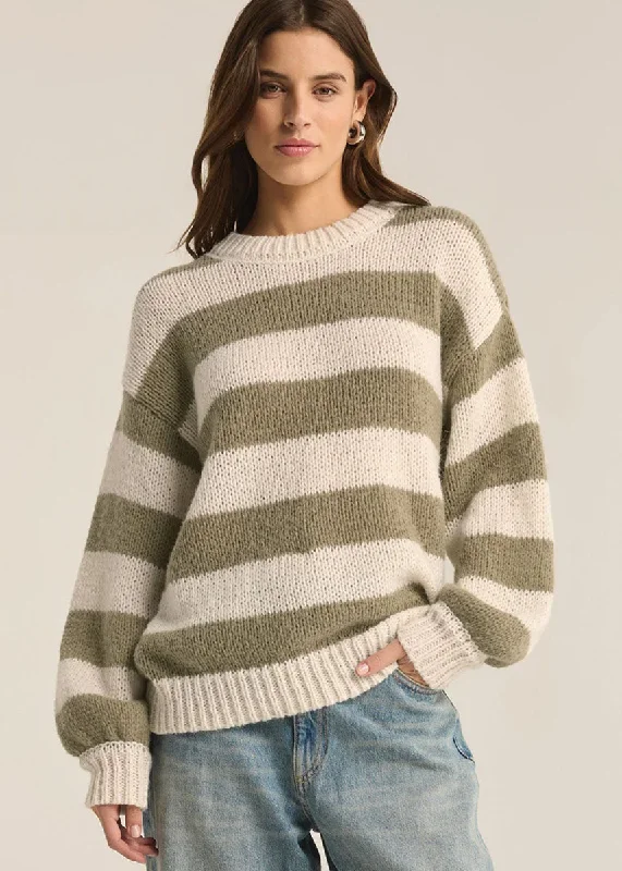 Mock Neck Women's Alpaca Wool Sweaters in Earth TonesAnders Stripe Sweater - Willow