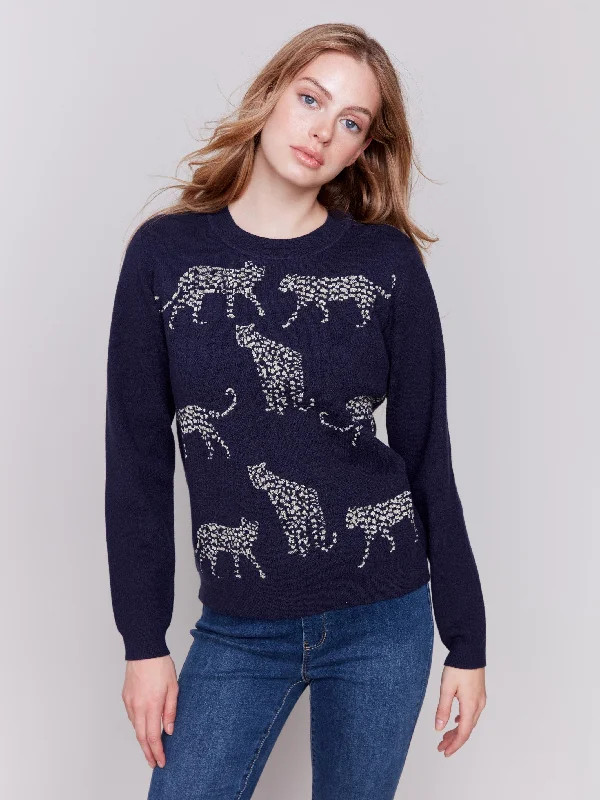 Plus Size Women's Side - Slit Sweaters in Bold SolidsAnimal Print Jacquard Knit Sweater - Cheetah Plus Size Women's Side - Slit Sweaters in Bold SolidsAnimal Print Jacquard Knit Sweater - Cheetah