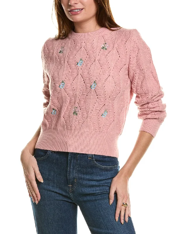 Short Sleeve Women's Cotton Blend Sweaters in Pastel ColorsANNA KAY Flores Cashmere-Blend Sweater Short Sleeve Women's Cotton Blend Sweaters in Pastel ColorsANNA KAY Flores Cashmere-Blend Sweater