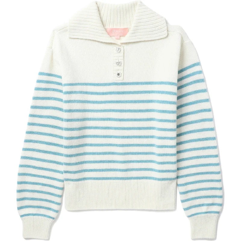 Boat Neck Women's Merino Wool Sweaters in Neutral ShadesBAPY STRIPES SWEATER LADIES