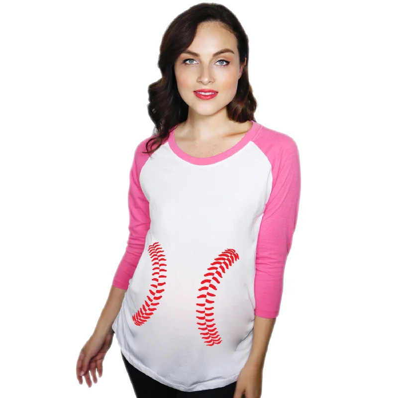 Graphic Print Women T Shirt for a Trendy StatementBaseball Laces Maternity Raglan