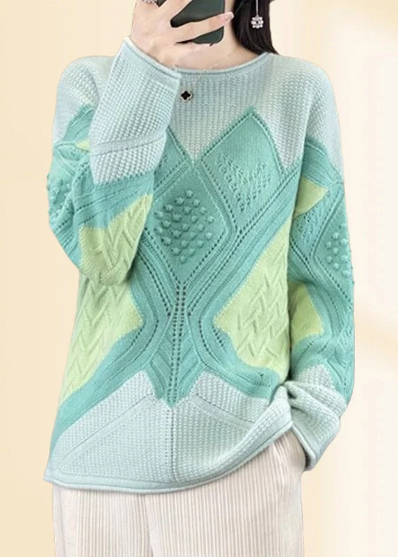 Plus Size Women's Side - Slit Sweaters in Bold SolidsBeautiful Green O-Neck Plaid Cotton Knit Sweaters Fall Plus Size Women's Side - Slit Sweaters in Bold SolidsBeautiful Green O-Neck Plaid Cotton Knit Sweaters Fall