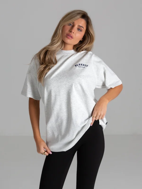 Long Sleeve Women T Shirt for Cooler WeatherHeritage Oversized T-Shirt - Marl White