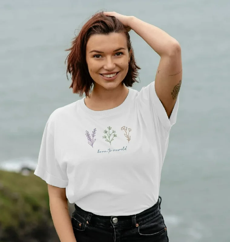Floral Print Women T Shirt for a Feminine TouchBorn To Rewild Relaxed Fit T-shirt