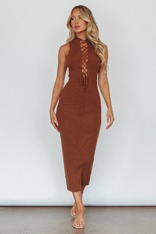 Plus Size Women's Long Sleeve Cable Knit Sweater DressesBrand New Day Lace-Up Bust Knit Midi Dress Chocolate Plus Size Women's Long Sleeve Cable Knit Sweater DressesBrand New Day Lace-Up Bust Knit Midi Dress Chocolate