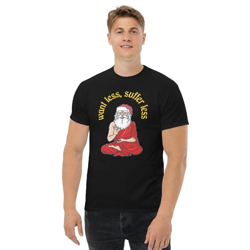 Organic Cotton Women T Shirt for Eco - Conscious WearersBuddha Claus - Want less, suffer less - Plus-Sized T-Shirt