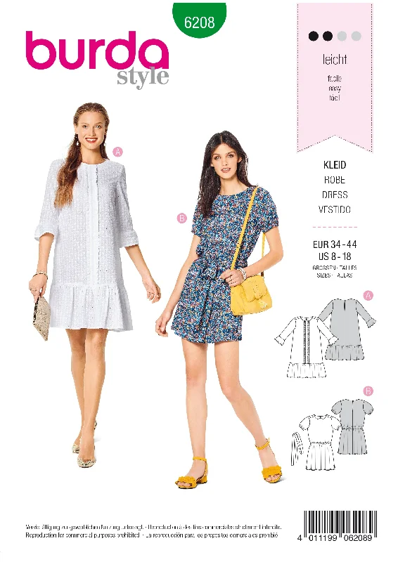 Wrap - Style Women's Lambswool Sweater Dresses in Elegant ShadesBurda Dresses 6208