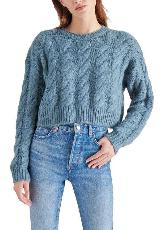 Plus Size Women's Side - Slit Sweaters in Bold SolidsCeronne Sweater - Blue Dusk