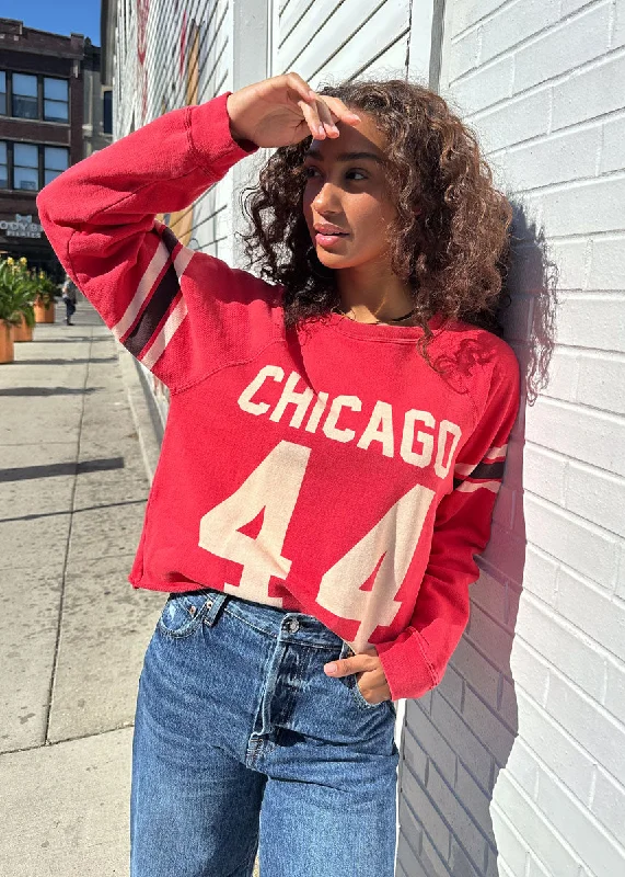 High - Low Hem Women's Cashmere - Blended SweatersChicago 44 Crop Crewneck - Red