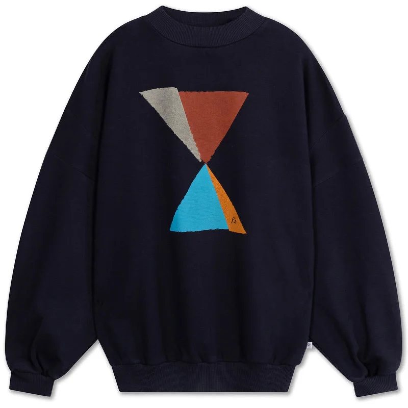 Open - Front Women's Cardigan - Style Mohair SweatersCrew Neck Sweater in Deep Dark Blue by Repose AMS