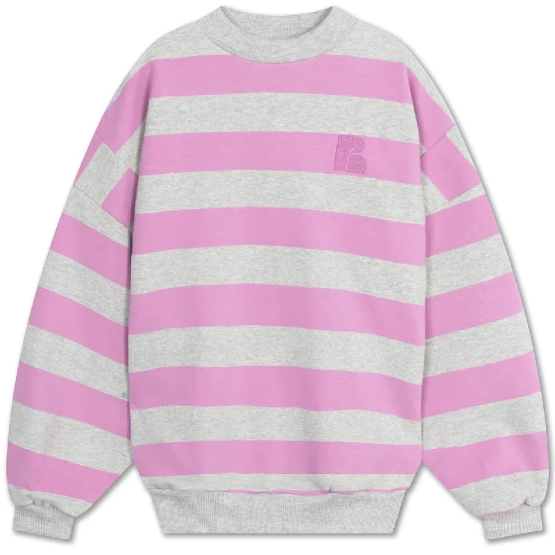 Hooded Women's Fleece - Lined Sweaters for WinterCrew Neck Sweater in Orchid / Light Grey by Repose AMS Hooded Women's Fleece - Lined Sweaters for WinterCrew Neck Sweater in Orchid / Light Grey by Repose AMS