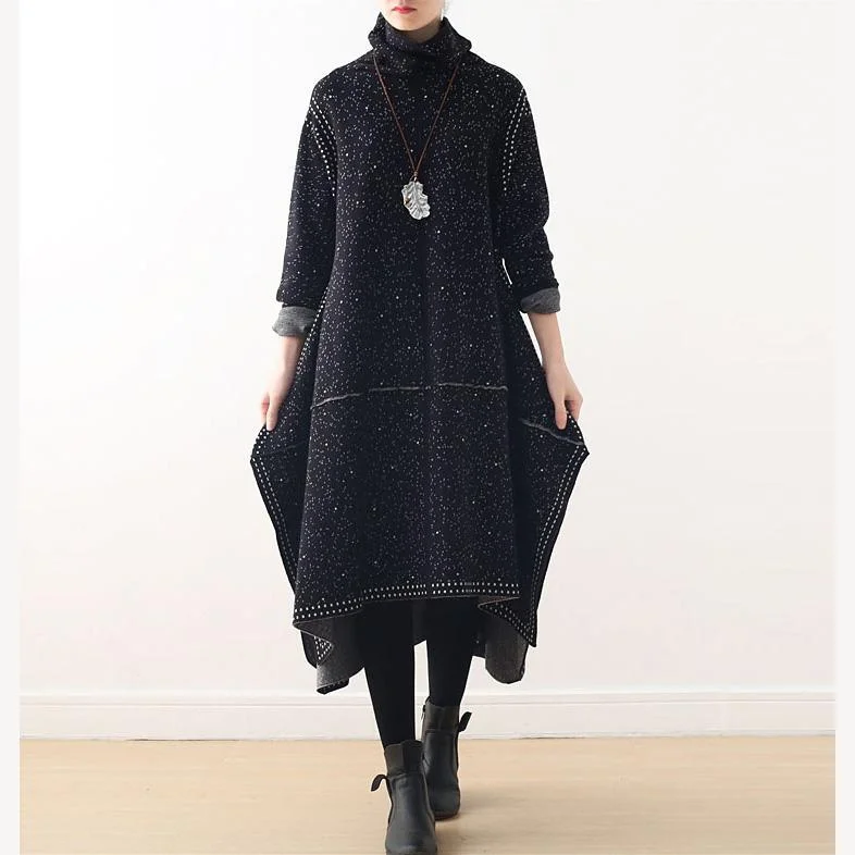 Plus Size Women's Ruffled Hem Sweaters in Floral PrintsCute Sweater weather Beautiful high neck side open black DIY knit dress Plus Size Women's Ruffled Hem Sweaters in Floral PrintsCute Sweater weather Beautiful high neck side open black DIY knit dress