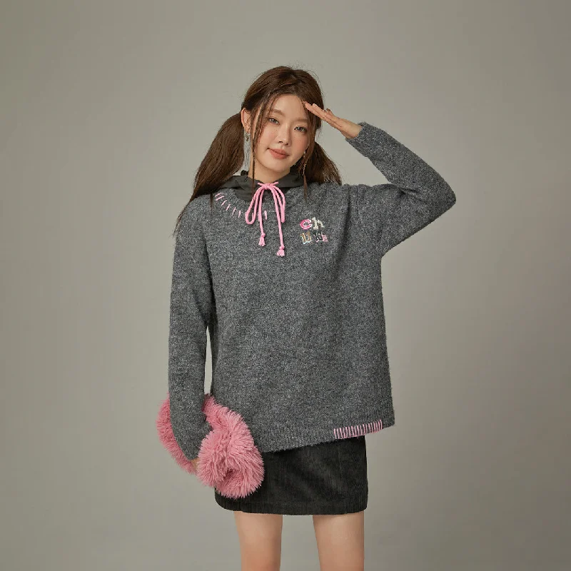 Plus Size Women's Oversized Chunky Knit SweatersLogo Basic Loose Fit Knit Sweater