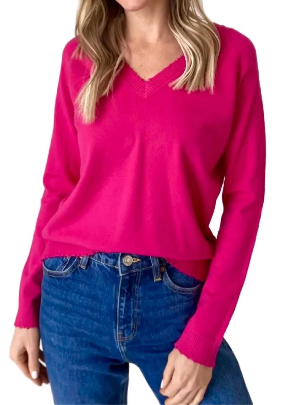Mock Neck Women's Angora Blend Sweater Dresses in Solid ColorsDistressed Hem Vneck Sweater In Hot Pink Mock Neck Women's Angora Blend Sweater Dresses in Solid ColorsDistressed Hem Vneck Sweater In Hot Pink