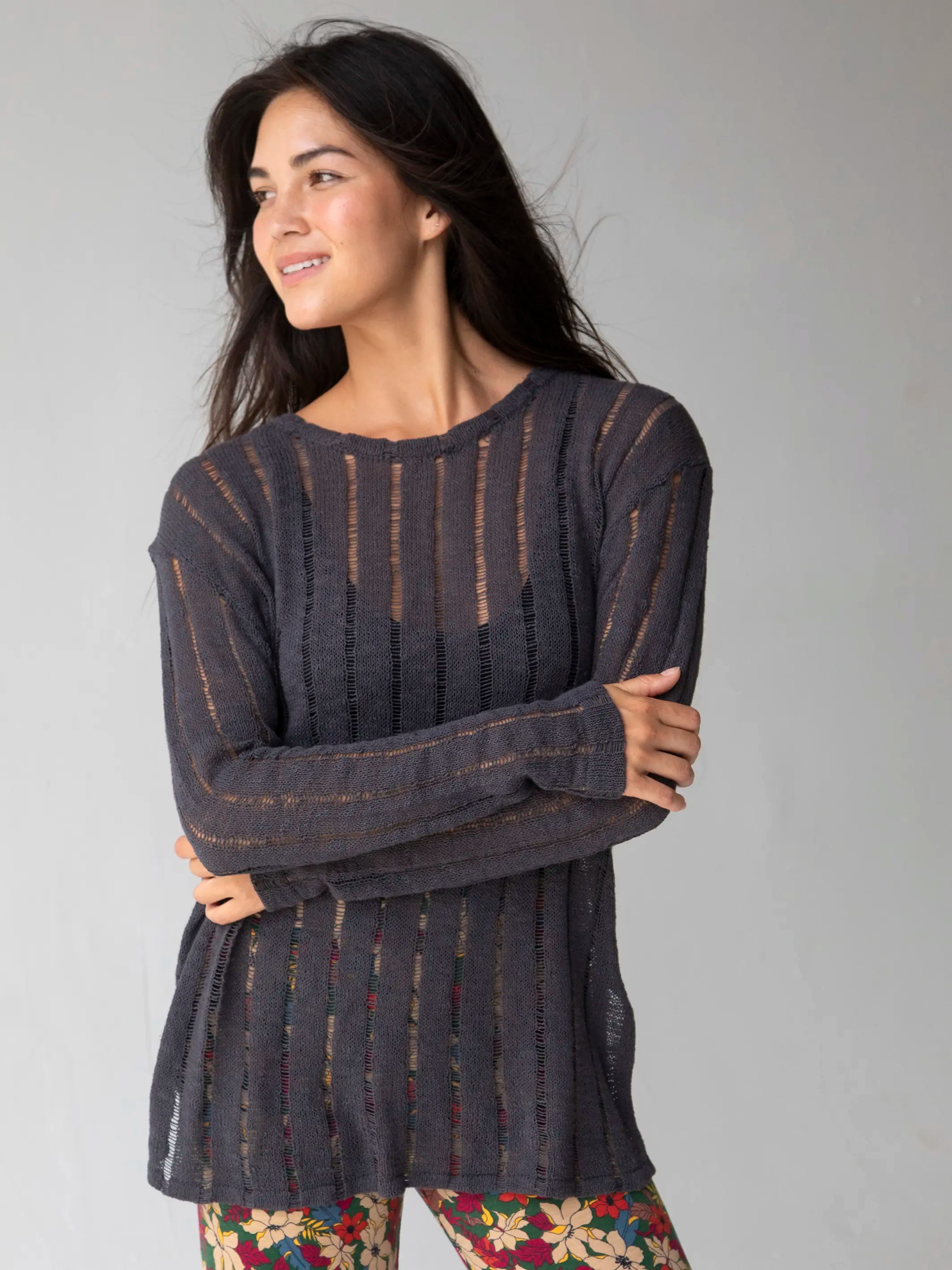 Wrap - Style Women's Lambswool Sweater Dresses in Elegant ShadesEasy Breezy Sweater Tunic - Charcoal