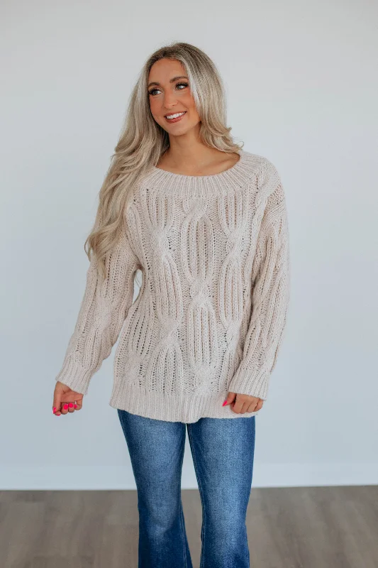 Hooded Women's Fleece - Lined Sweaters for WinterEnzo Cable Knit Sweater