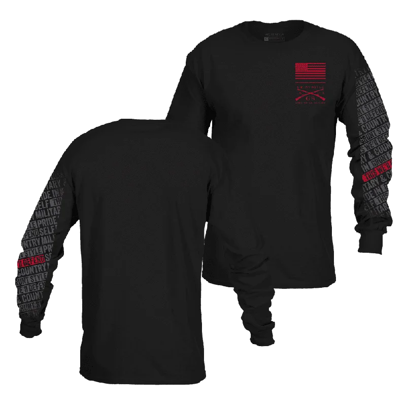 Ringer T Shirt Women with Retro - Inspired StripesEthos Repeat Long Sleeve - Black