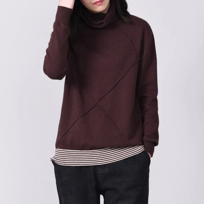 Plus Size Women's Ruffled Hem Sweaters in Floral PrintsFashion long sleeve sweater tops fall fashion high neck sweaters dark khaki Plus Size Women's Ruffled Hem Sweaters in Floral PrintsFashion long sleeve sweater tops fall fashion high neck sweaters dark khaki