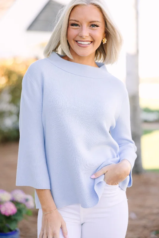 Hooded Women's Fleece - Lined Sweaters for WinterFate: Feeling Fine Light Blue Mock Neck Sweater Hooded Women's Fleece - Lined Sweaters for WinterFate: Feeling Fine Light Blue Mock Neck Sweater
