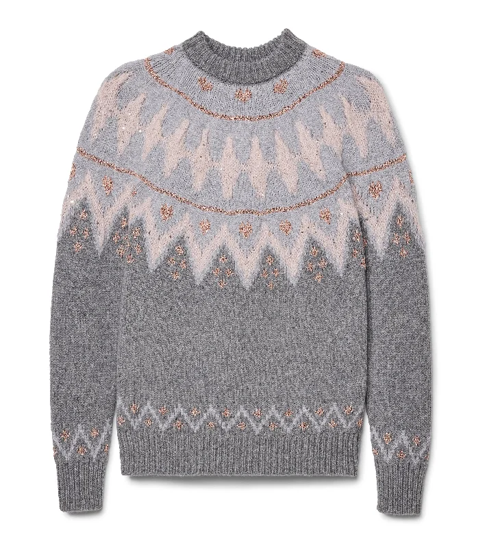 Mock Neck Women's Alpaca Wool Sweaters in Earth TonesFlynn Fair Isle Crew