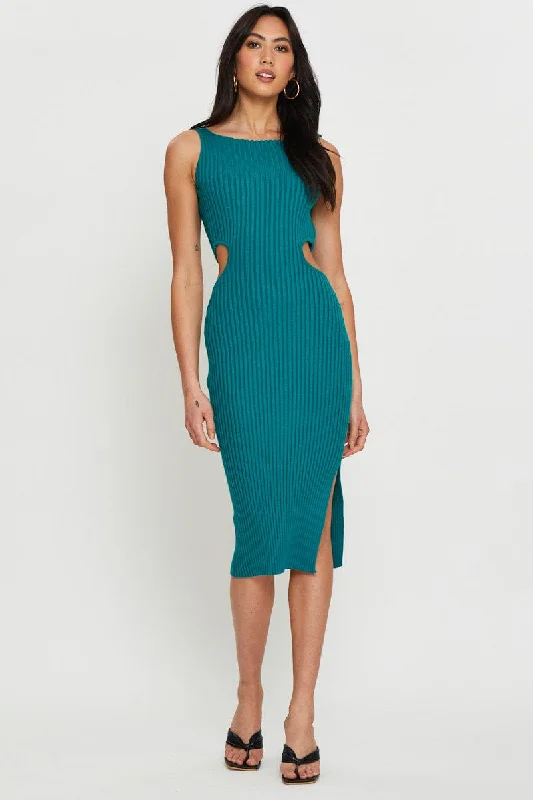 V - Neck Women's Ribbed Sweater Dresses with Belt for a Defined WaistGreen Knit Dress Midi V - Neck Women's Ribbed Sweater Dresses with Belt for a Defined WaistGreen Knit Dress Midi
