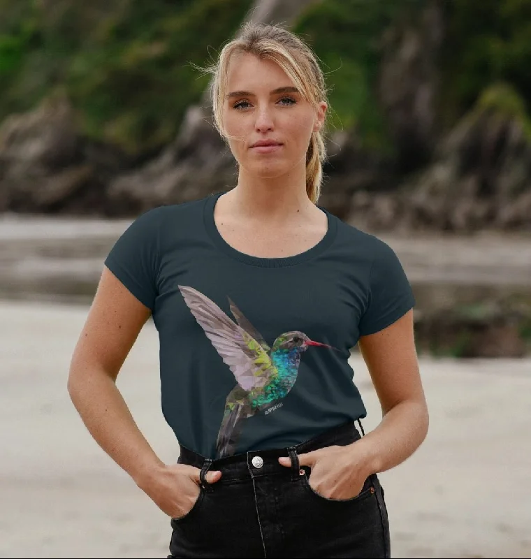 Crop Top Women T Shirt to Pair with High - Waisted BottomsHummingbird Scoop Neck T-shirt Crop Top Women T Shirt to Pair with High - Waisted BottomsHummingbird Scoop Neck T-shirt