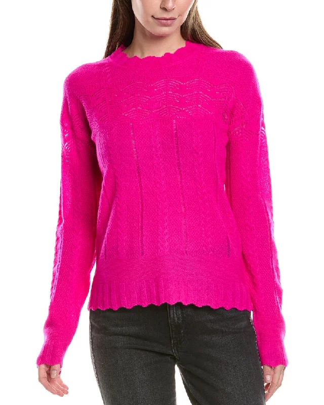 Plus Size Women's Fit - and - Flare Sweater Dresses with Ruffled HemInCashmere Pointelle Cashmere Sweater Plus Size Women's Fit - and - Flare Sweater Dresses with Ruffled HemInCashmere Pointelle Cashmere Sweater