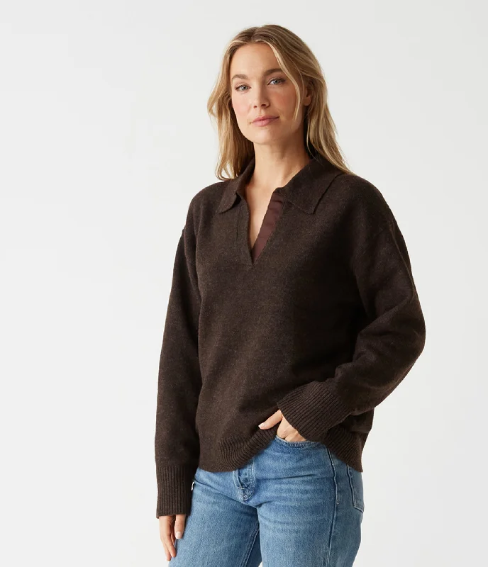 Plus Size Women's Oversized Chunky Knit SweatersJONAS JOHNNY COLLAR SWEATER