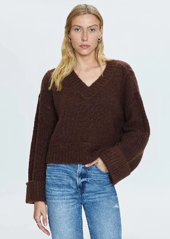 Split - Hem Women's Linen Blend Sweaters for SpringJoy Cropped Boxy Sweater - Dark Roast Split - Hem Women's Linen Blend Sweaters for SpringJoy Cropped Boxy Sweater - Dark Roast