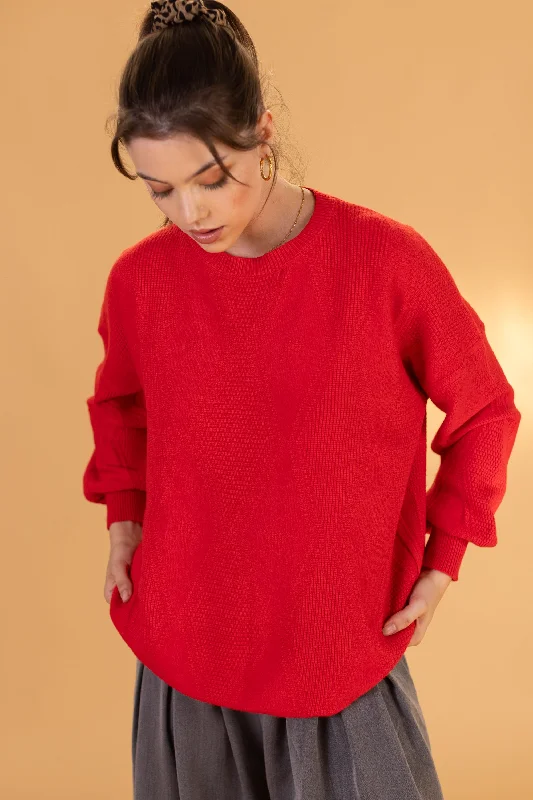 Open - Front Women's Cardigan - Style Mohair SweatersKnit Sweater Henri Red