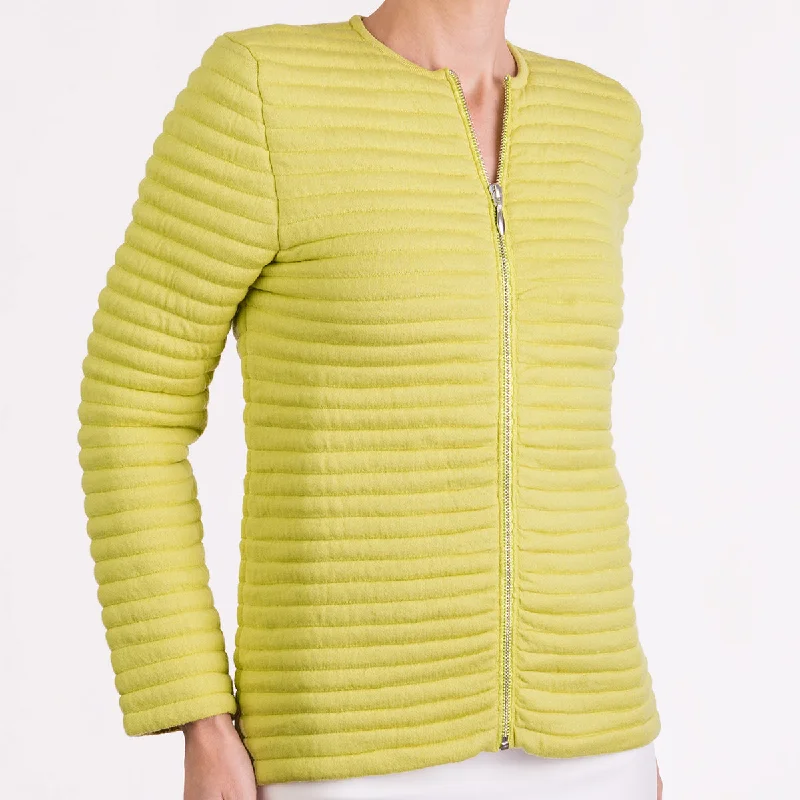 Cropped Women's Angora Blend Sweaters for a Trendy LookKnitted Zip Bomber Jacket in Chartreuse Yellow Cropped Women's Angora Blend Sweaters for a Trendy LookKnitted Zip Bomber Jacket in Chartreuse Yellow