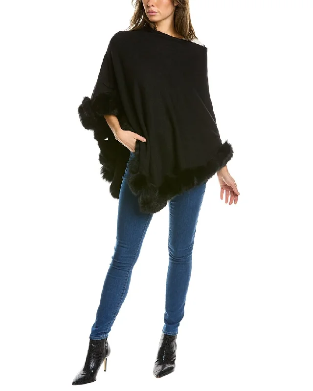 Plus Size Women's Open - Front Cardigan Style Sweater DressesLa Fiorentina Poncho