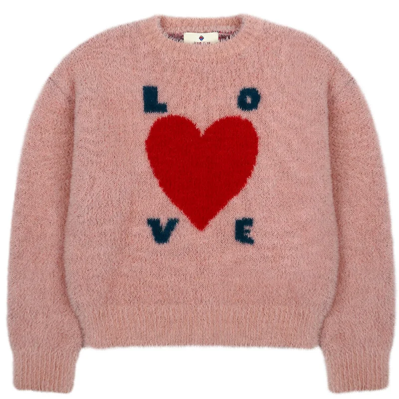 V - Neck Women's Ribbed Wool Sweaters for FallLove Sweater in Pink by Jelly Mallow