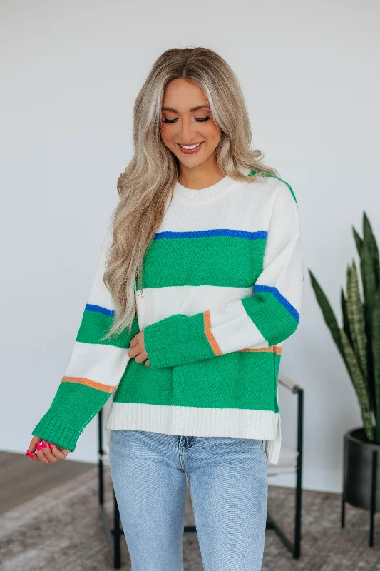 High - Low Hem Women's Cashmere - Blended SweatersLowgan Striped Sweater