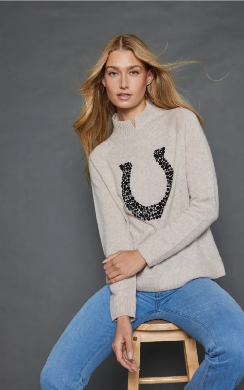 Boat Neck Women's Merino Wool Sweaters in Neutral ShadesLUCKY U SWEATER