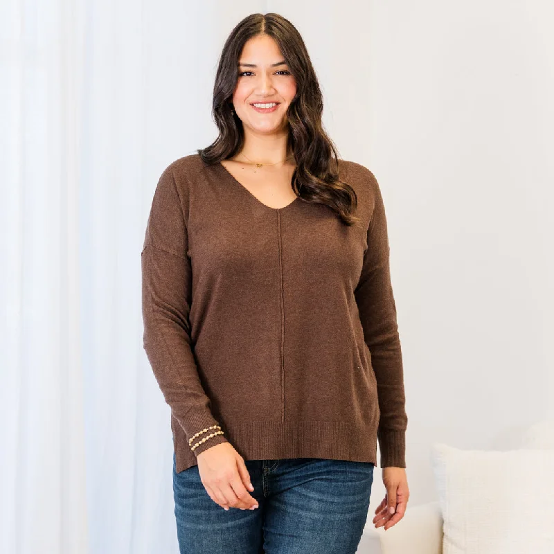 Women's Long Sleeve Turtleneck Cashmere SweatersMiss Me Sweater, Heather Mahogany